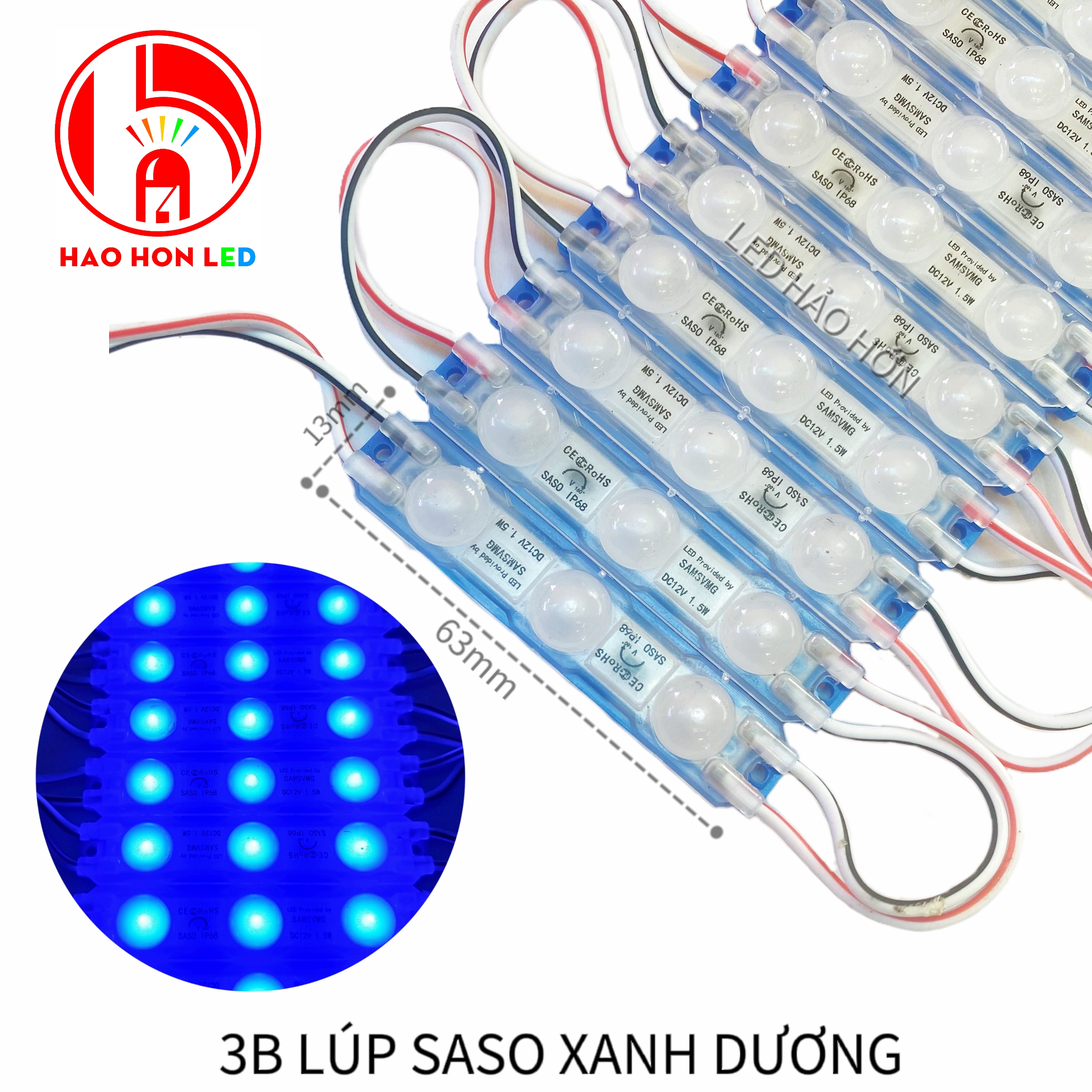LED HẮT 3B LÚP SASO XANH DƯƠNG 6013