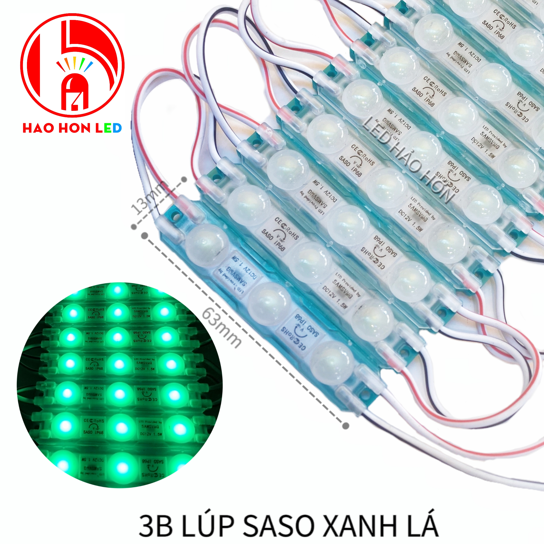 LED HẮT 3B LÚP SASO XANH LÁ 6013